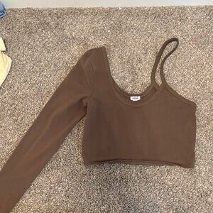 Garage dark green One-Shoulder Crop Top